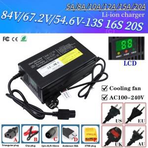 54.6V/67.2V/84V 5A 8A 10A 12A 20A 리튬 배터리 충전기 For13S 16S 20S 48V 60V 72V 전자 바이크 오토바