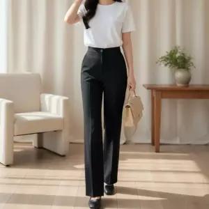 [옷자락]여성용 와이드 하이웨스트 히든밴드 슬랙스