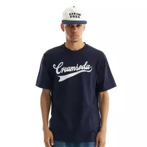 매장정품 CREAM SODA LAB 크림소다랩 어센틱 로고 반팔티 네이비 화이트 CEZK10S147 1340544