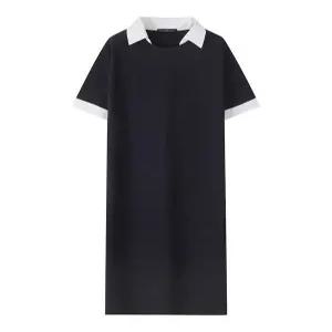 [나인식스뉴욕]데일리 오픈 카라 소매 배색 롱 원피스 (NQ2OW012L0)