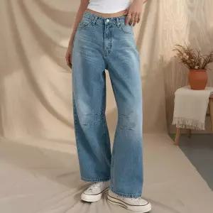 [옷자락]여성 와이드 다트 벌룬 캠퍼스 연청 데님 팬츠