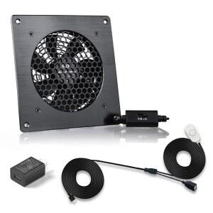 SCCCF 120mm USB 조용한 캐비닛 냉각 팬 시스템 6인치, 30 C 고정 온도 조절기, 홈 시어터 AV 캐비닛, 식물 집, 애완동물 사육장용. (온도 조절 120mm 팬)