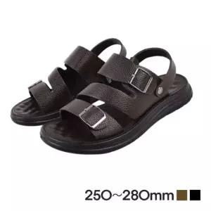 편안한 사선 스트랩 투버클 캐주얼 직장인 소가죽샌들 남자샌들 발편한샌들 남성샌들