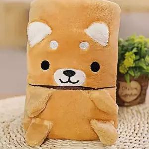 동물담요 휴대용 극세사 갈색시바견 휴대용 동물담요