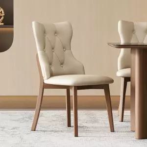 영국엔틱의자 튼튼한 가죽 허리편한식탁의자 원목그레이