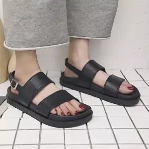 두줄밴드 여름 슬리퍼 샌들 미들굽 내구성 사무실화 여성샌들 스트랩샌들 통굽샌들