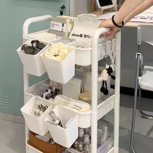 이동식 화이트 주방 선반 트롤리 카트 운반 수납