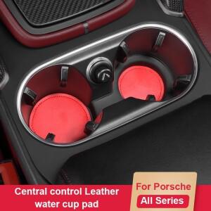 포르쉐 카이엔 파나메라 마칸 컵 매트 미끄럼 방지 및 방진 문 슬롯 가죽 홀더 인서트 인테리어 액세서리