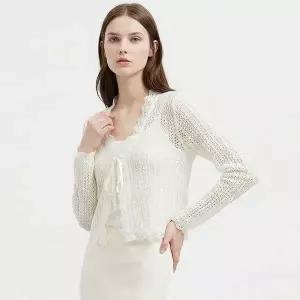 [NS홈쇼핑][샵앤] 여성 Y오픈 레이스 뜨개 레이어드 펀칭 긴팔 가디건 MSE-WCD-21188..