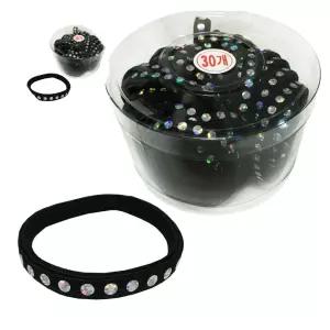 검정고무줄 B반짝다이아 납작 30P 코사지통 머리끈