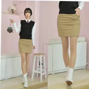 예쁜교복 TBZ 교복몰 (허리조절) 스판 베이지 교복치마 교복 스커트