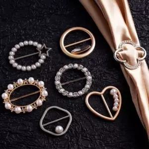 큐빅 진주 스카프링 브로치 옷핀 스카프 고정링 여성 코디 악세서리 스카프링