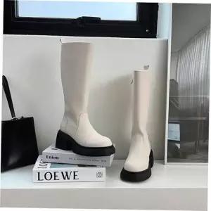 여성 가보시 옆지퍼 롱부츠4fY 롱기장부츠 둥근코 통굽 천연소가죽