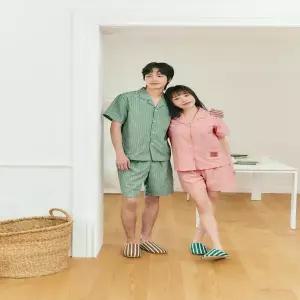 [솔브](정상) 선염 서커 스트라이프 커플 반팔 파자마_C SPA2601M_SPA2601W_2C_C