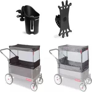 라디오 플라이어 유모차 액세서리 팩 모기장이 있는 여름 필수품 키트 레인 커버 휴대폰 마운트 및 컵 홀더