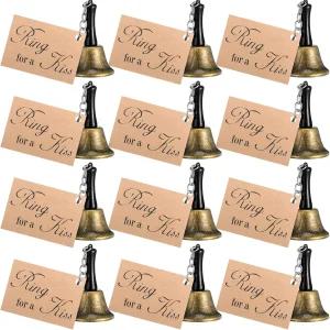 라운지워 12 결혼식 피로연 장식을 위한 태그 키스 벨이 있는 웨딩 벌크 링 세트 백 파티 용품