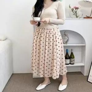 [SBD] 여성밴딩쉬폰도트땡땡이롱스커트