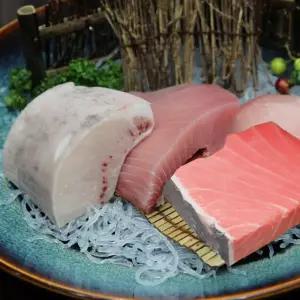 냉동참치 오도로 참치회 참다랑어 블럭 슬라이스참치회 뱃살세트 600g