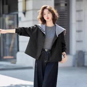 솜브레로스 니트 가을 캐주얼 여성 케이프 짧은 재킷 자켓 가죽 긴팔 코트 DOS3