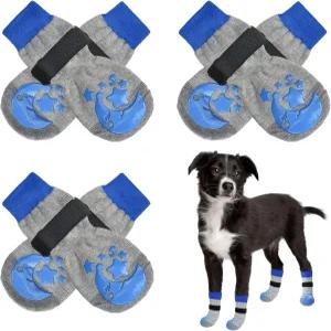 뷰티주 미끄럼 방지 반려견 양말 뜨겁거나 차가운 포장용 신발 그립이 달린 발 보호대 3쌍 강아지용 소형