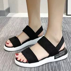 3컬러 발편한 밴딩 스트랩샌들