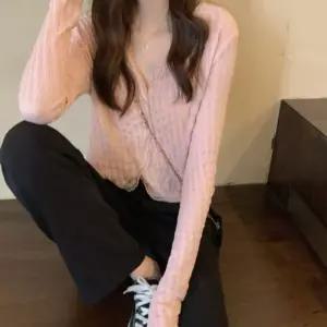 프릴리아 크롭 가디건 여성 여리핏 레이스 니트 아우터 카디건