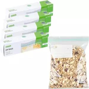 레스토랑웨어 가방 텍 1갤런 보관 지퍼백 25개 일회용 파우치백 - 식품 정리 및 라벨이 부착된 이중 그리스