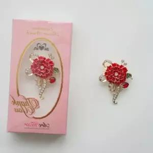 큐빅 금장 카네이션 브로치 스승의날 어버이날 선물 액세서리 카드 세트