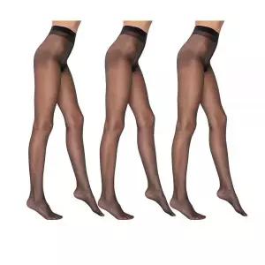 3쌍 5 덴 울트라 쉬어 팬티 스타킹 | Barely-There 투명 여성용 타이츠 | 통기성 있는 심리스 거싯, 블랙.