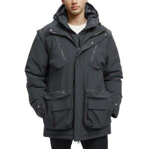 UIQUR 남성 겨울 코트 따뜻한 방수 퍼프 후드 윈드브레이커 단열 파카 재킷 탈착식