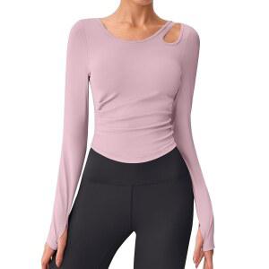 BMJL 여성 운동복 브라 액티브 긴팔 티셔츠 요가 크롭 가을 셔츠 2025에 내장된 상의