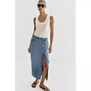 ZARA Z1975 크로스 데님 스커트 - 미디움 블루