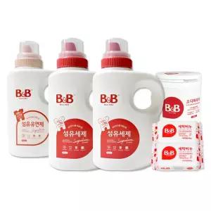 비앤비 섬유세제 용기 1500ml x2개 시그니처향 섬유유연제 베르가못 아기 유아세제 대용량 용기