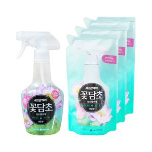 엘지 샤프란케어 꽃담초 섬유탈취제 연꽃향 용기 1개 리필 3개