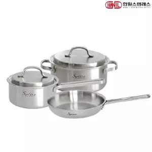 [한일STS] 스플릿 통5중 인덕션가능 스텐레스 후라이팬 냄비세트 3종B(편16+양20+후20)