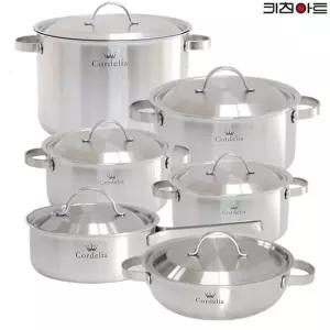 키친아트 코델리아 통5중 스텐레스 IH 인덕션 냄비세트 6종(편18+양16+20+24+전24+곰28)
