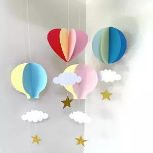 /든해상점 열기구 아기방 꾸미기 인테리어 종이 구름 하트 모빌