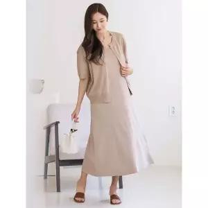 [엄마옷드리다]여성 봄 여름 맥시 롱 나시 니트 원피스 빅사이즈 반팔 가디건 셋업 세트 하객 .._P40003...