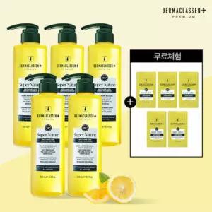 체험분 5매 더마클라센 레몬 샴푸 500ml x 5개 + 7ml (탈모 완화 기능성) 최대용량 패키지