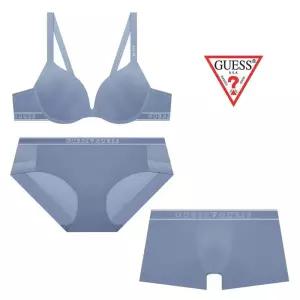 [백화점 정품] 25FW 게스 로고 톤톤밴디드 블루 브라 팬티 드로즈 커플세트 GDWBRR23GDWBPR23GDMDRR23GB
