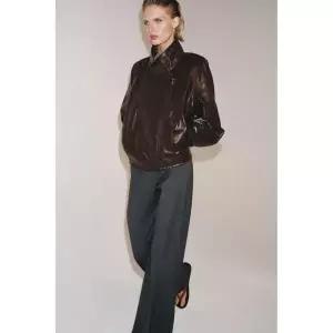 자라 ZARA ZW 컬렉션 페이크 레더 재킷 - 버건디 3643816
