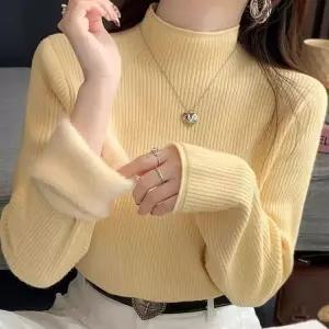 [하프클럽/셀러허브_여성트랜드패션]반폴라 무지 슬림핏 골지 기모티셔츠 N