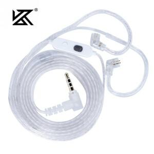 KZ 케이블 3.5mm HD 듀얼 마이크 실버 도금 업그레이드 이어폰 C PIN IEM 와이어 캐스터 AS16 ZS10 PRO X E