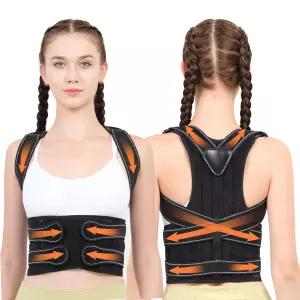 여성과 남성을 위한 백 브레이스 자세 교정기 어깨 척추 목 쇄골 및 요통 를 2-in-1 지지 조절 가능한 허리