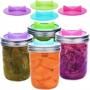 KUNNV 메이슨 병 발효 뚜껑 4팩 실리콘 에어락 사우어크라우트 와이드 마우스