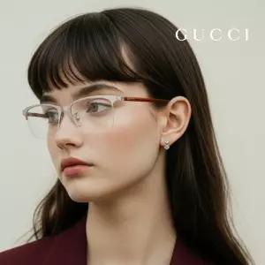 명품 안경테 GG0132OJ 004 스퀘어 반무테 티타늄 여자 남자 안경