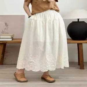 포뇨 여자 치마 자수 펀칭 봄여름 슬림핏 하이웨스트 레이스 OPH2