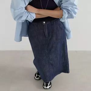 [제작] [논페이드] 나스이 뒷밴딩 데님 롱 스커트 87412 빅사이즈 여성의류