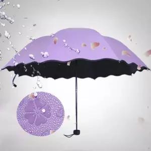 4색 1개 여성 레이스 데코 암막코팅 여름 양산 접이식 나비