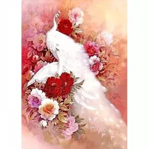 TBZ 대형 흰공작 (패브릭) 보석십자수 AB 원형 50x88